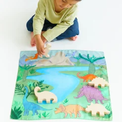 Sarah's Silks Wooden Animals-Wooden Triceratops